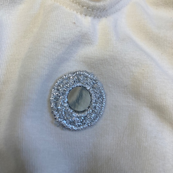 Off-White One Piece Bathing Suit With Round Reflective Embellishments on Front - Picture 3 of 6